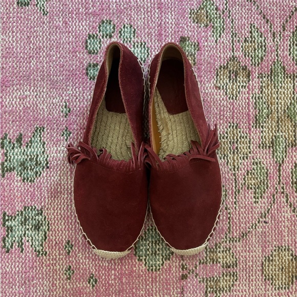 CHLOE Suede Fringe Espadrilles - Burgundy/Maroon/Wine - 37 - Picture 7 of 9